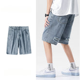 Men Jeans Shorts Straight Loose Summer Ripped Shorts